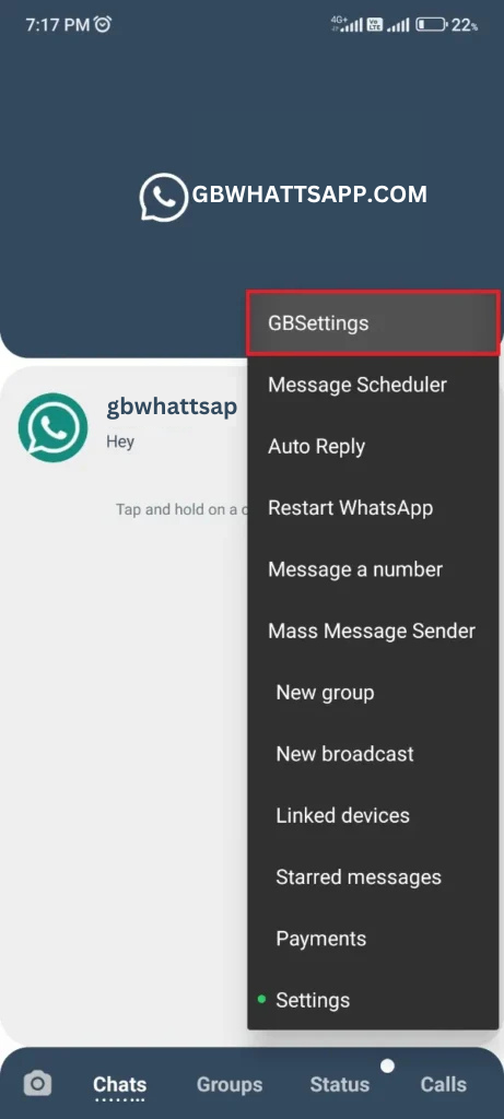 access setting in gbwhatsapp pro to update it 