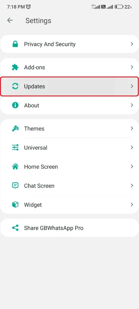 find update gbwhatsapp pro button