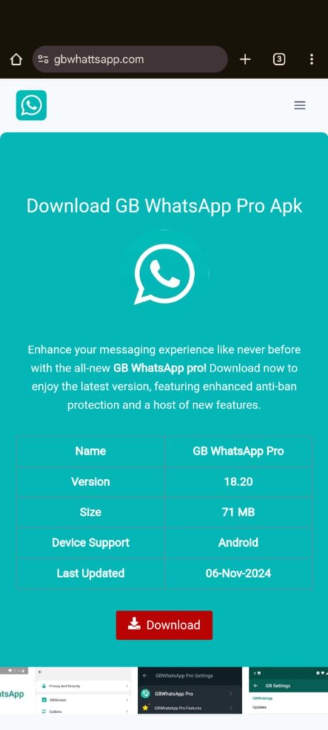 update gbwhatsapp pro home page